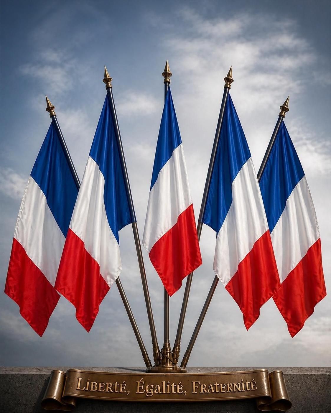 5 Drapeau tricolore bleu blanc rouge de la France.
