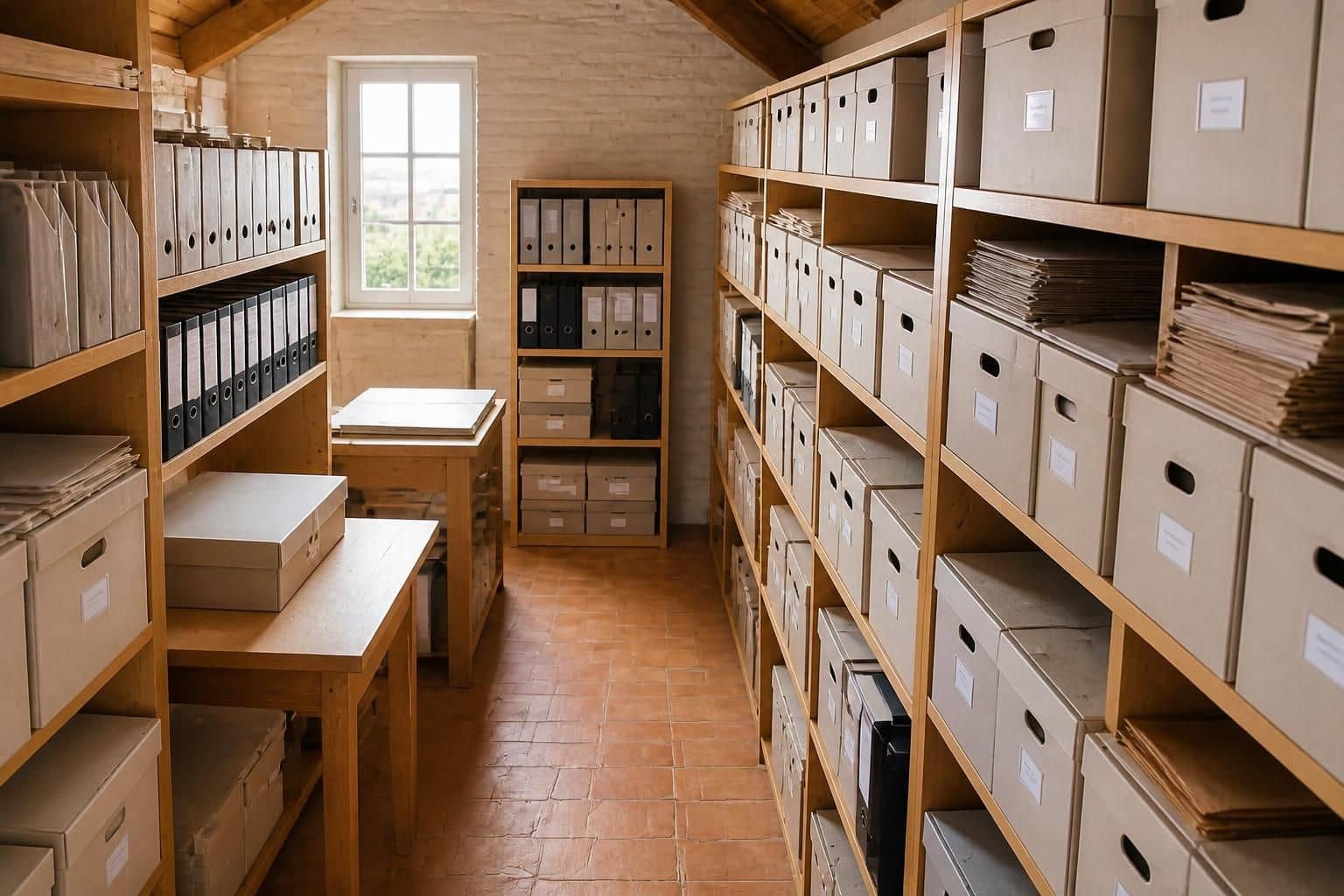 Archives historiques de la mairie stockées en grenier